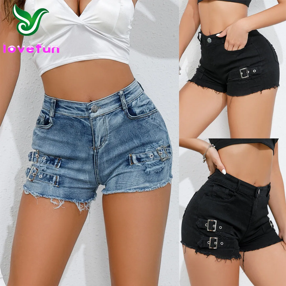 Summer Trendy High Waist Denim Hot Shorts Pants Sexy Ripped Straight Breasted Women Jeans short jeans