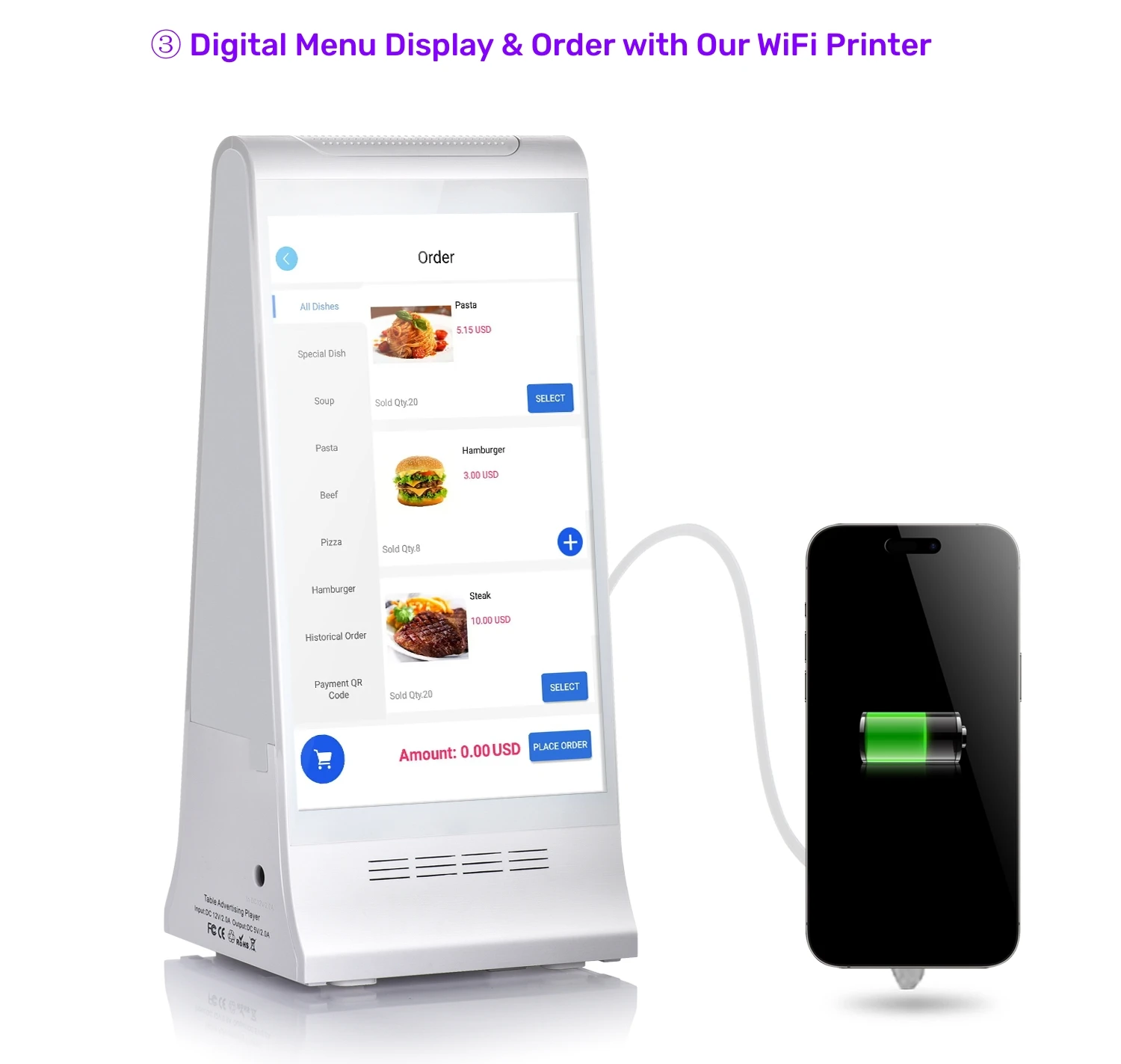 customized indoor advertising machine led video photo posters restaurant menu board table top digital display