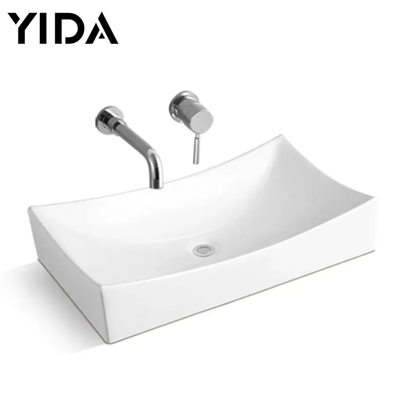 Hot Selling Small Freestanding Thin Popular Ceramic Bathroom Cabinet Hand Wash Art Countertop Basin