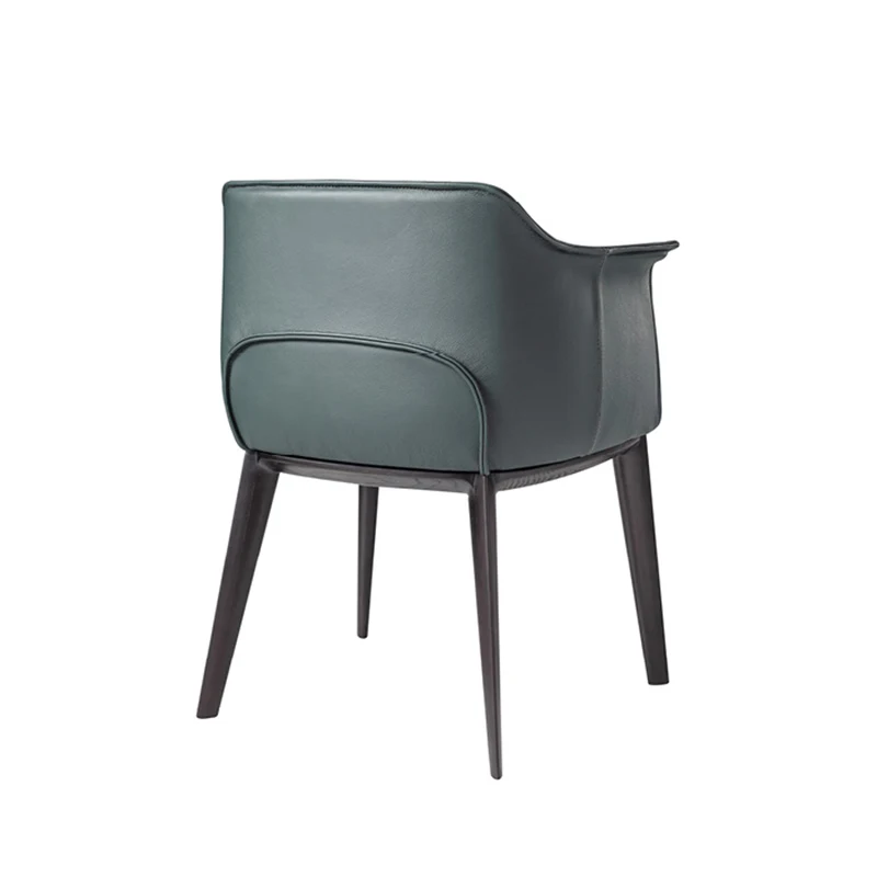 Italian design modern comfortable leather seat luxury solid wood chair base bedroom leisure chair dining chair restaurant