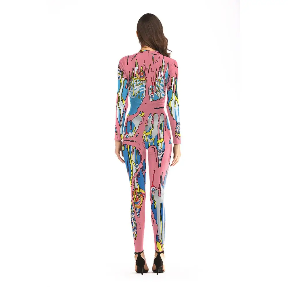 
Sexy Women Cosplay Jumpsuits Print Costumes Tight Bodysuit N37-13 