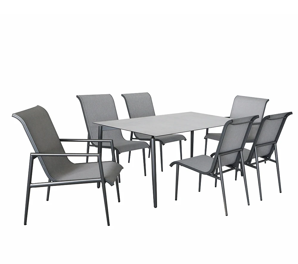 Hot sale aluminum frame with Textilene outdoor 7 piece dining set for patio and garden