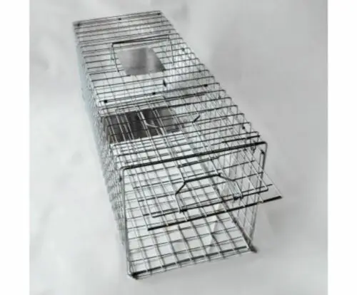 108 X 40 X 45CM SILVER NEW HUMANE COLLAPSIBLE  ANIMAL TRAP CAGE