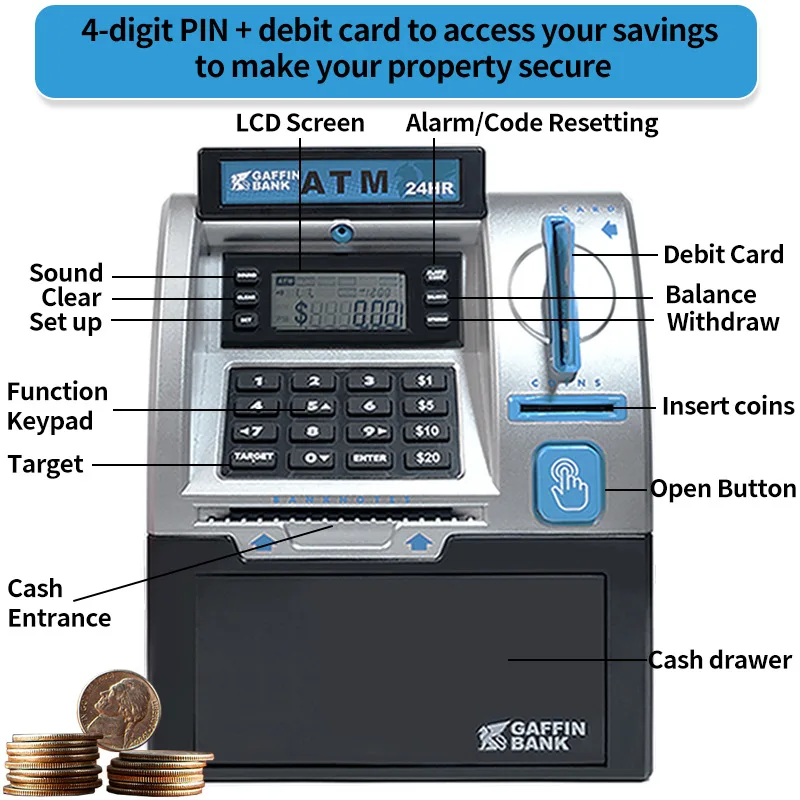 ATM ATM piggy bank Smart password swipe card children piggy bank