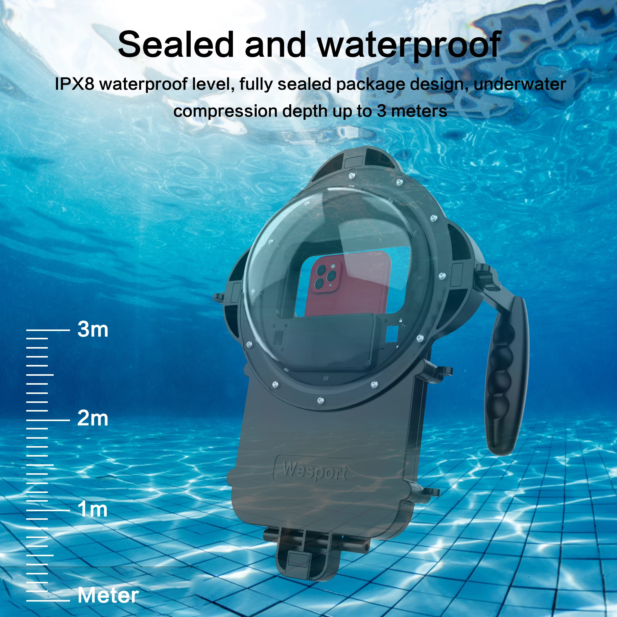 High End Wholesale Universal Waterproof Underwater Dome Diving Phone Case With Dual Handle Holder for IPhone 13 Pro Max Samsung