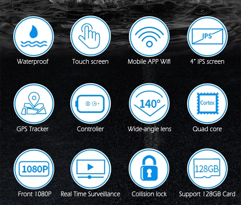 Motorcycle DVR 1080P WiFi Full Body Waterproof Dash Cam FHD Front Rear View Motorcycle High Performance Camera GPS Recorder Box