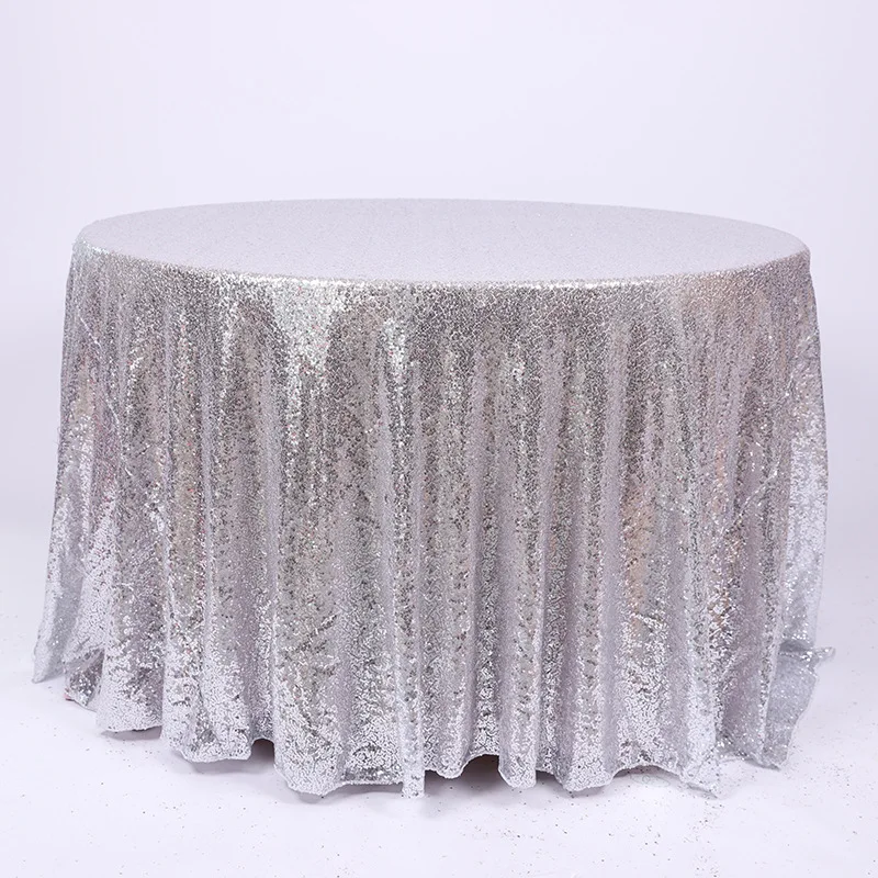 Gold round restaurant birthday decoration table cover Shiny Sequin silver table cloth for party