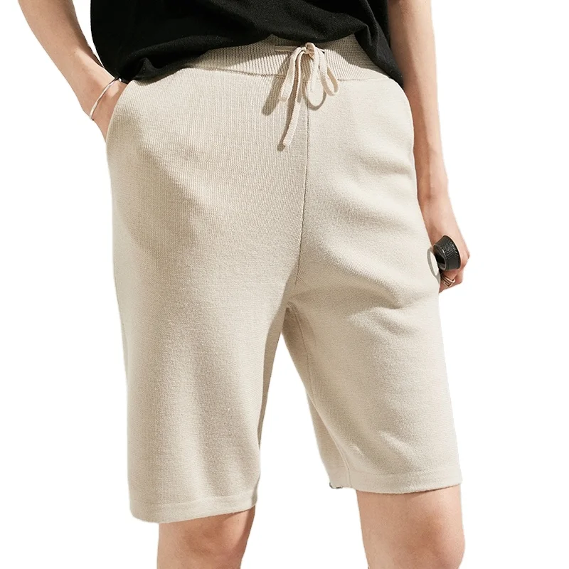 Женские шорты с высокой талией, шорты 5 дюймов и брюки из чистой шерсти