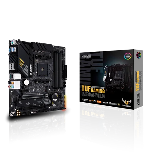 TUF GAMING B550M-PLUS micro ATX PCIe 4.0,  M.2,  2.5Gb ,  DisplayPort, SATA 6 Gbps, USB 3.2 Gen 2 Type-A ,Type-C, AURA SYNC