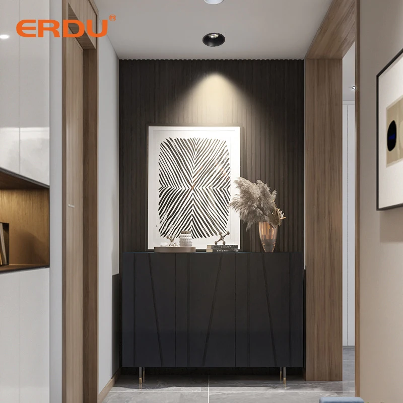 ERDU Slim Led Recessed Light 4 Inch Downlight Dimmable Indoor Home Hotel Trimless Cob Ceiling Recessed Led Downlight Spotlight