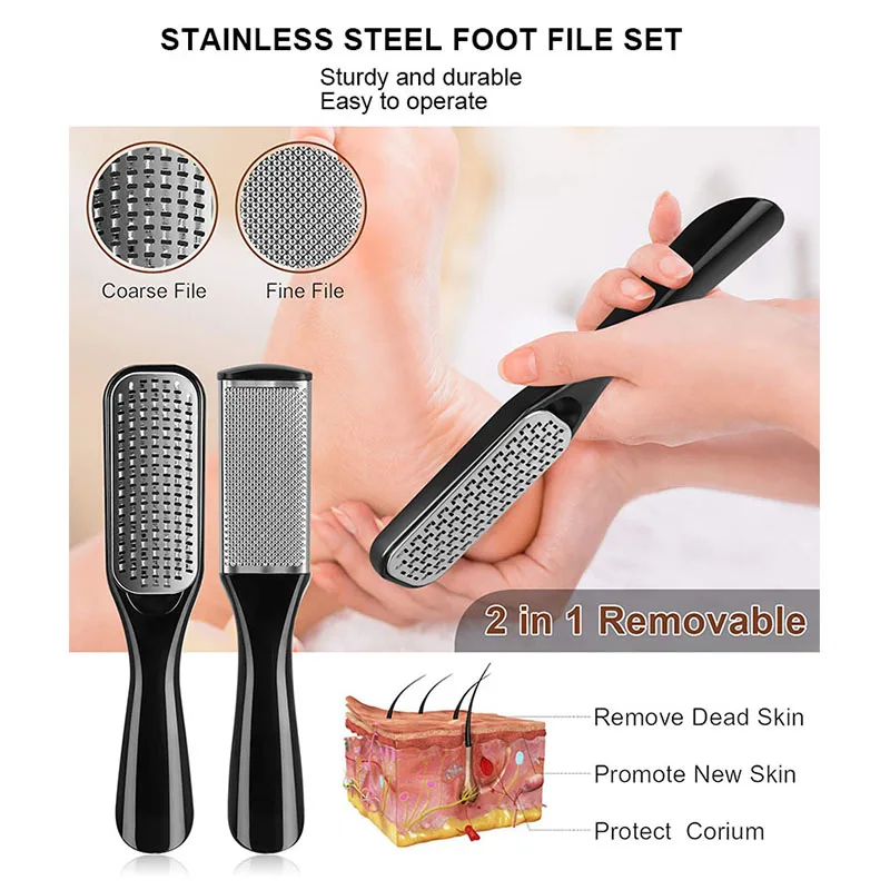 Professional Pedicure Kit Nail Clippers Foot Care Spa Art Tools 15 Pcs Black Manicure Set Feet Rasp Dead Skin Remover for Home