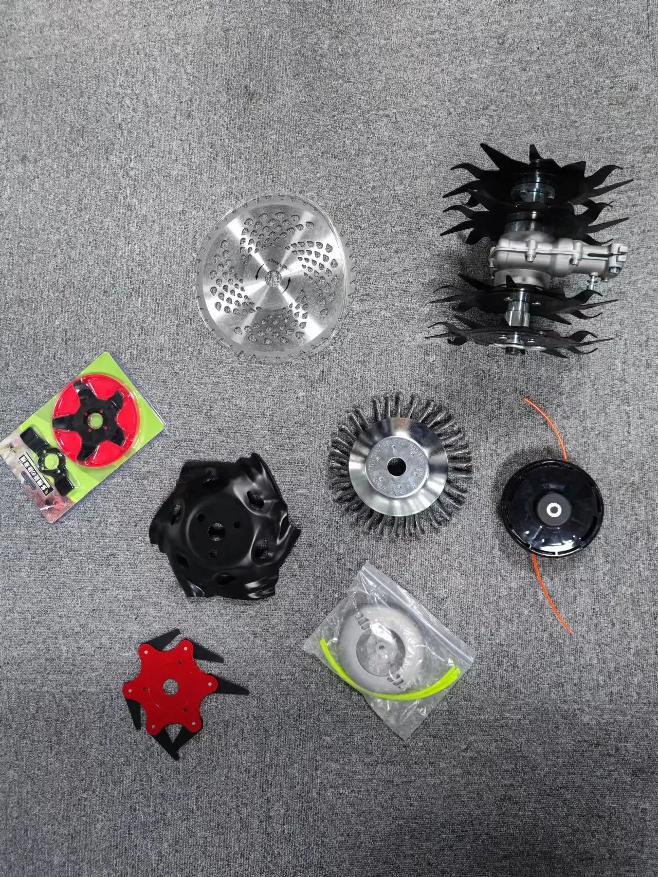 1E40F Gasoline 2 Stroke 52cc Hand Push Brush Cutter Grass Trimmer Cutting Machine For Garden With Two Wheels