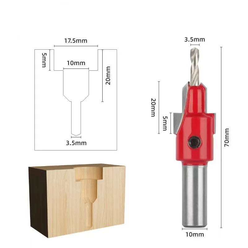 1pcs 10mm Shank TCT Woodworking Countersink Drill Bits Chamfer Countersink Router Bit Set Screw Extractor Wood Milling Cutter