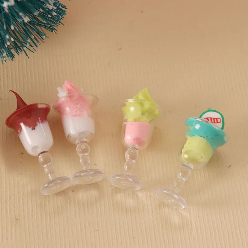 (1set=4 pcs) New arrival dollhouse miniature mini Elf doll Christmas Series Ice Cream Cup dessert for elf decoration