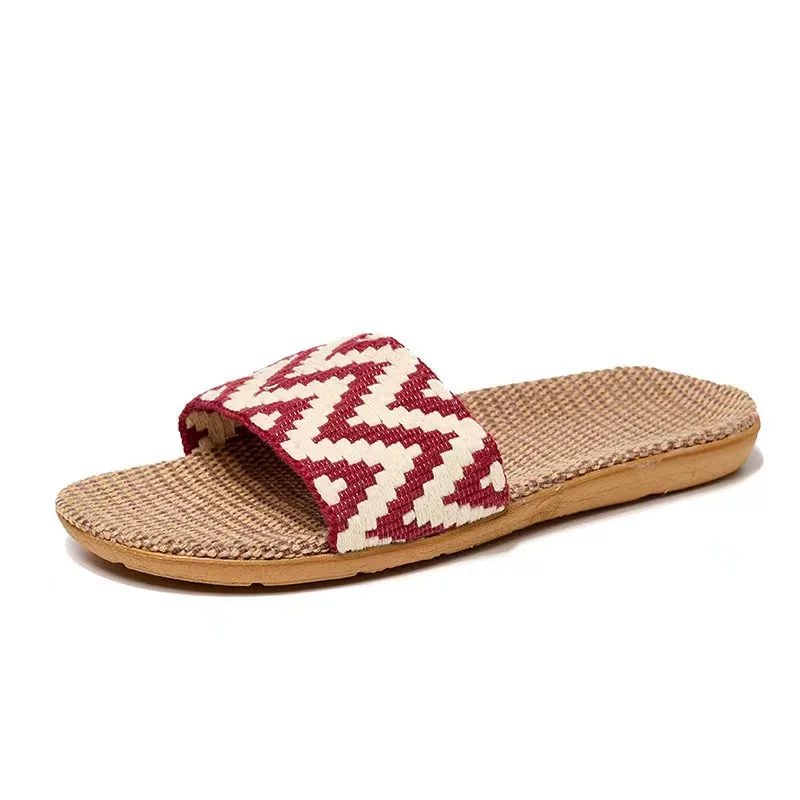 Home slippers male summer rattan grass woven female indoor home linen non-slip not smelly feet summer wholesale four seasons