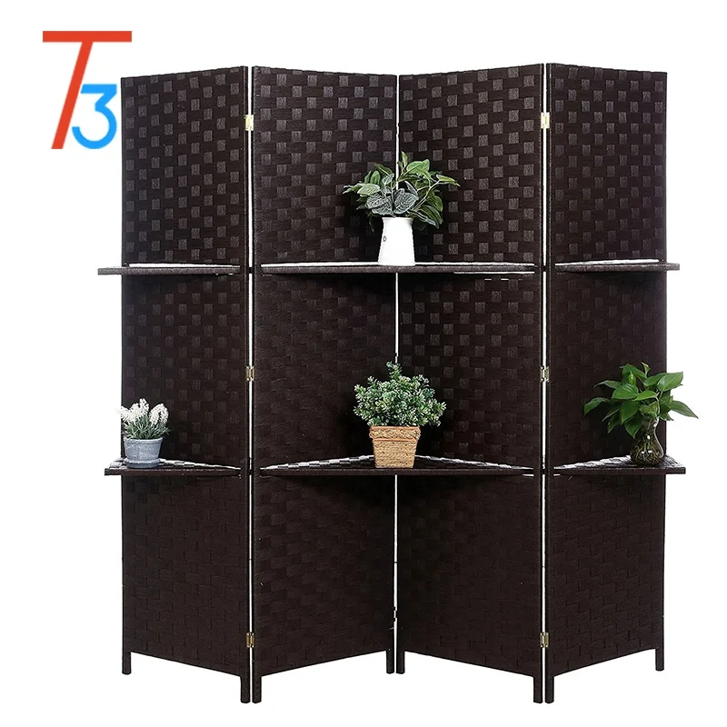 4 panel divider sliding wall wooden foldable living room screen