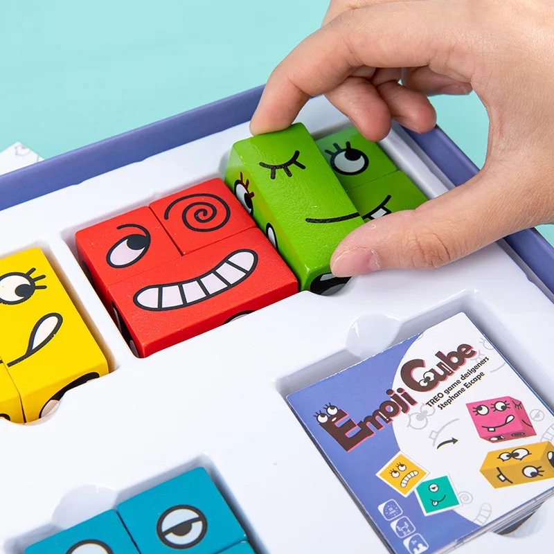 Wooden Educational Toy Face Changing Magic Cube Children Logical Thinking Training Family Parent-child Interactive Desk Game