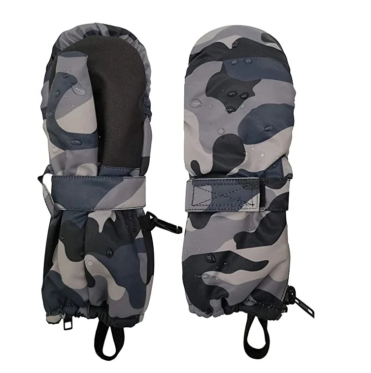 Kids Winter Ski Snow Mittens Waterproof Warm with Zipper for Toddler Boy Girl- Slim Fit for Skiing