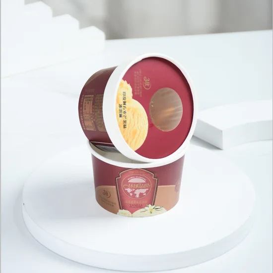 Wholesales Different Sizes Custom Design Paper cup with Lid for Ice Cream Frozen Yogurt