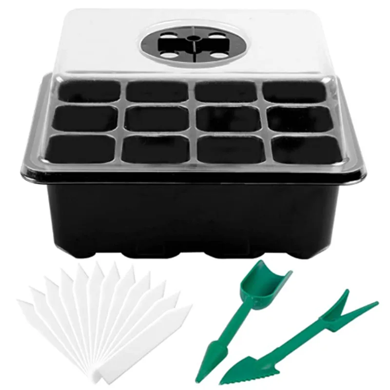 Garden Plant nursery carry tray Grow Box With pots Lid 6 12 Cell Germination Starter plastic cell seed nursery plug trays