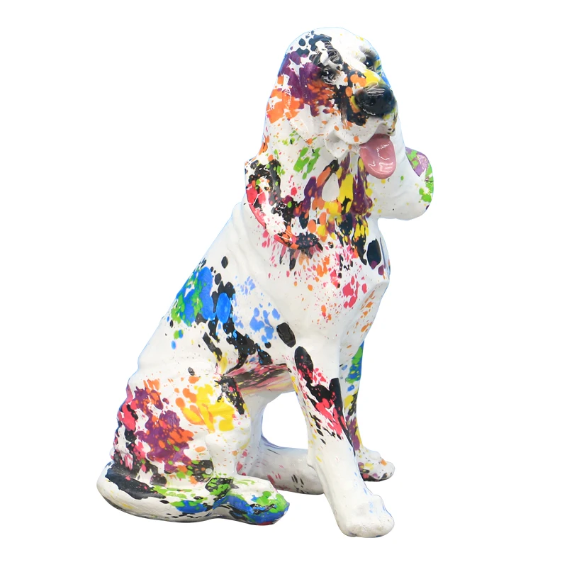 Hotsale  Florid  Sitting Spaniel Resin Crafts with Office Decoration