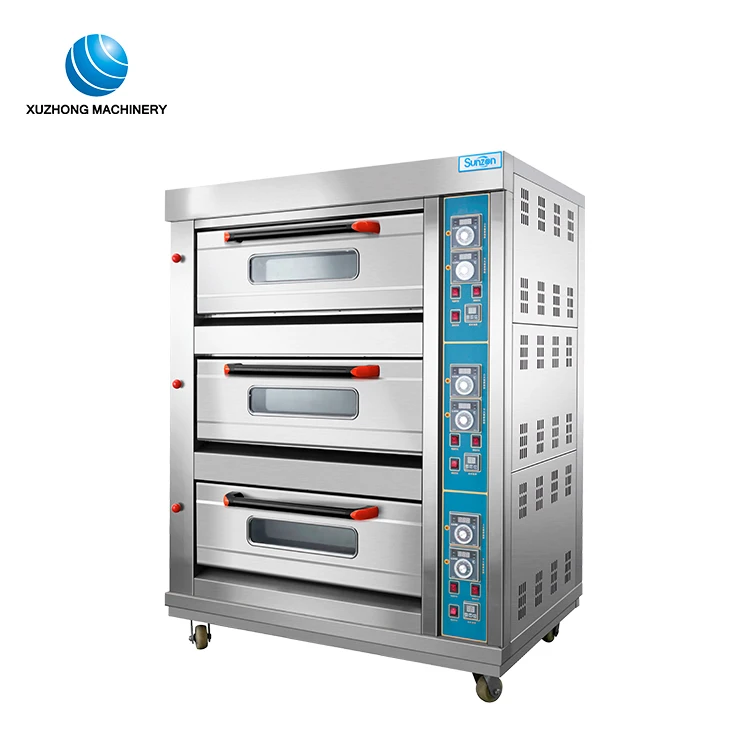 
Three layers six trays deck oven New style gas or electric power Steam bread oven commercial pizza baking oven for bakery 
