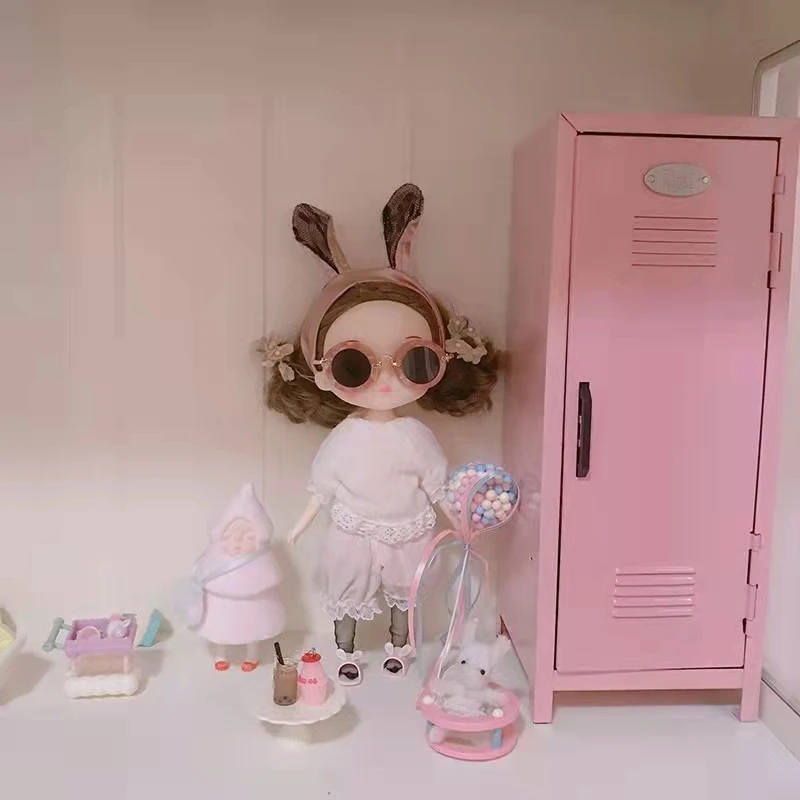 Pink Single Key Lockable Creative Metal Toy Small Mini Locker for Kids