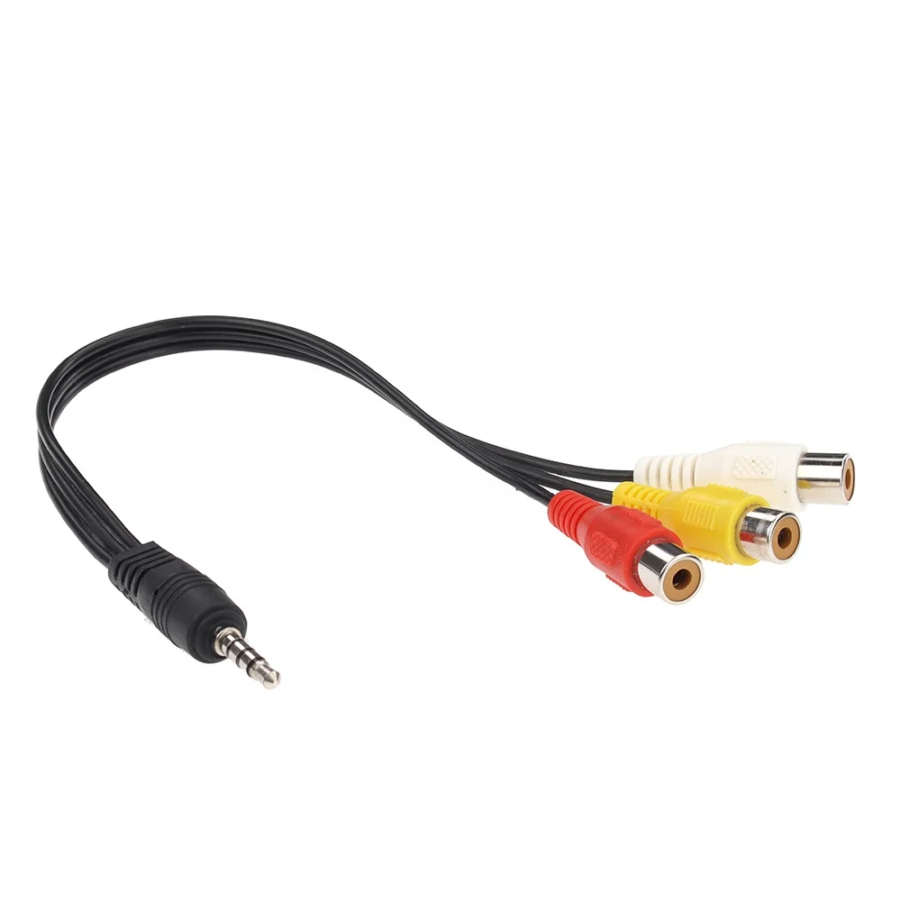 3.5mm 4 Pole Male Jack to 3 RCA Female Audio Video AV Adapter Cable Aux Stereo Cord Converter Wire For Speaker CD DVD Player