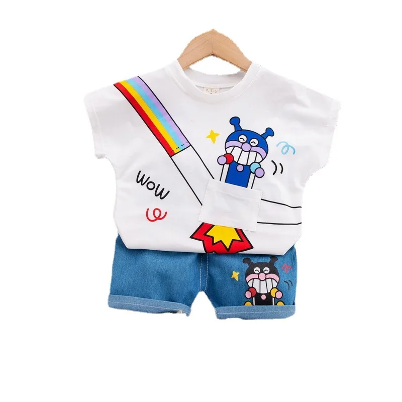 Hao Baby New Boy Cartoon Suit Short-Sleeved Summer Children Clothes Set Kid Two-Piece Clothing Set