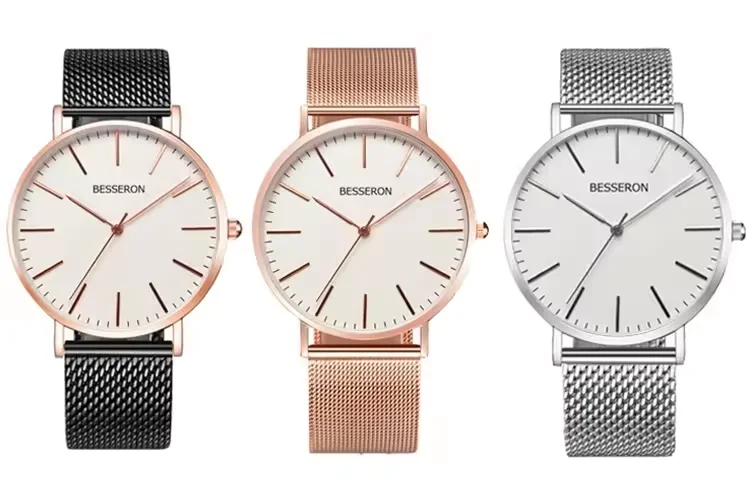 Gold Watch Supplier Simple Wrist Watches OEM 50pcs Watches 316L Stainless Steel Case Custom Logo orologio donna uomo al quarzo