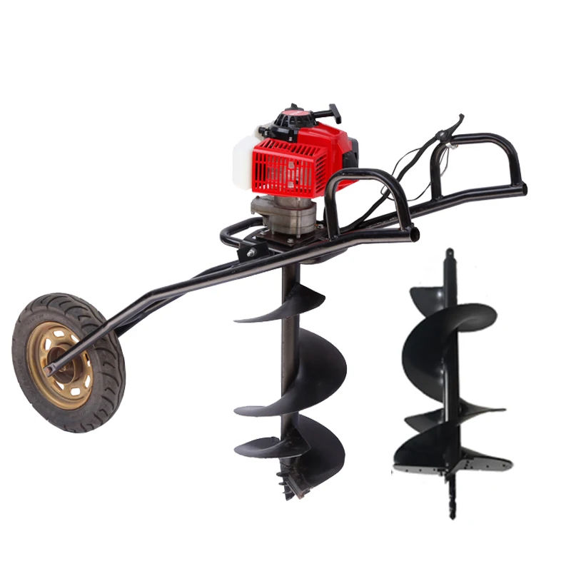 2 Stroke Most cost-effective powerful Earth Auger Machine 63CC plant trees Trolley Auger  Hole digger