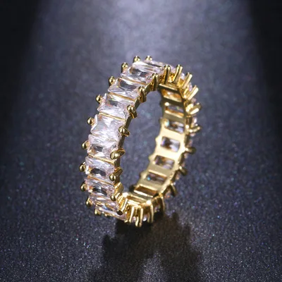 Fashion Gold Square Colored Zircon Couple Ring 2021 New