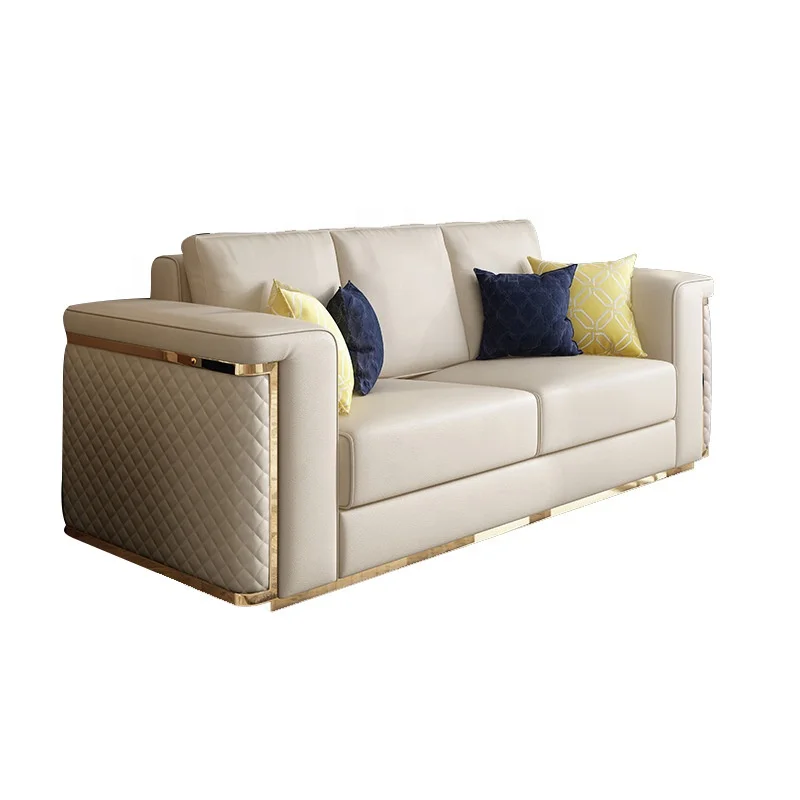 2024 Foshan Luxury Italian Leather Sofa Set Post-Modern Design First Layer Cowhide Simple Three-Seater Living Room Furniture