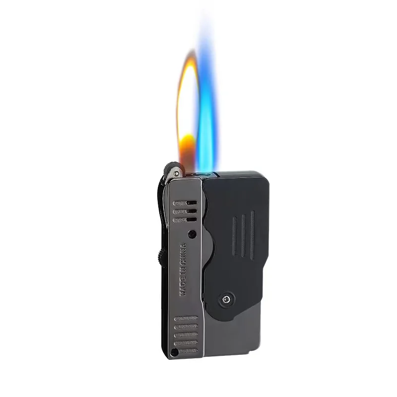 Hot selling dual-use flame deformation gun lighter blue flame open flame trend lighter