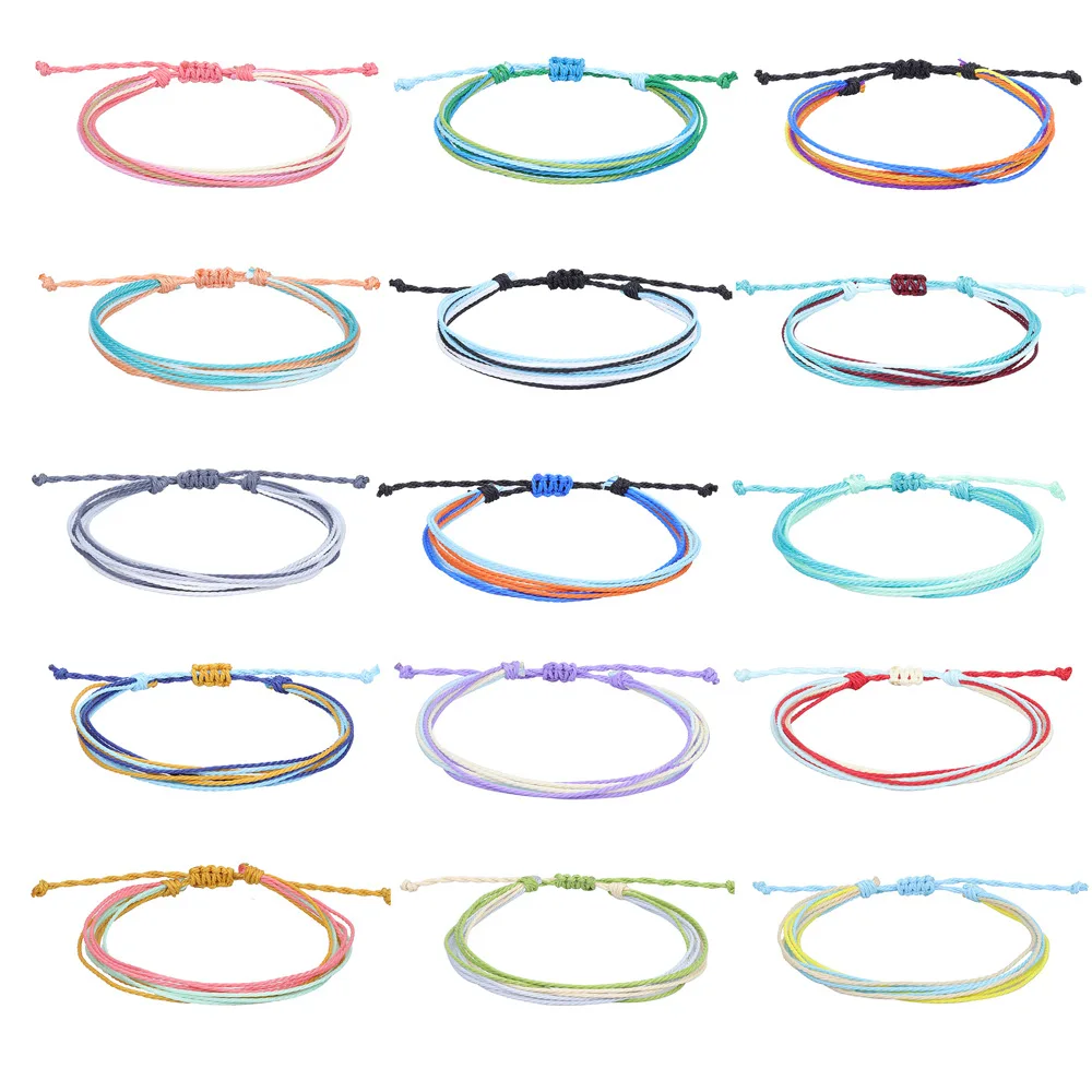 Bohemian Style Waterproof Waxed Wire Braided Anklet Bracelet