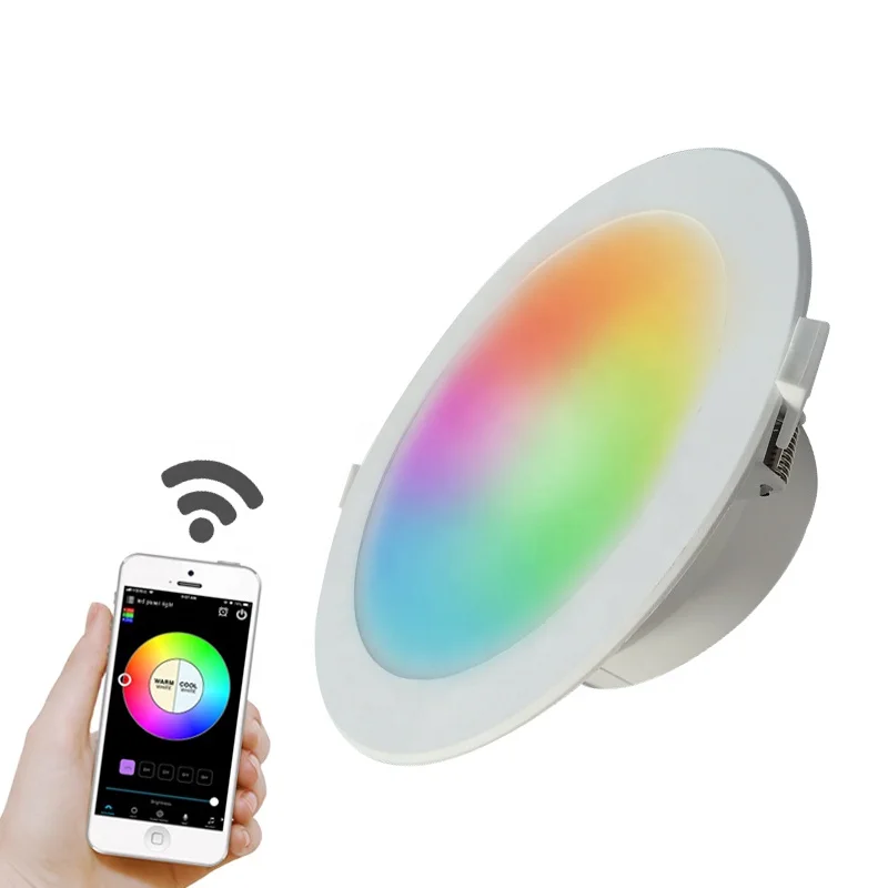  Banqcn Aluminum RGB AC220V CE Certification 6W 12W 18W Round Smart Recessed Downlight Dimmable LED Ceiling