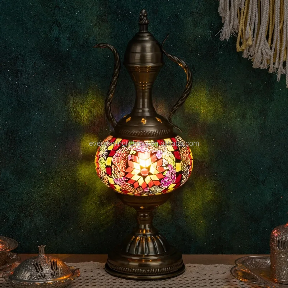 Marrakech GLass Handmade DIY Turkish Mosaic Teapot Table Lamp Craft Kit