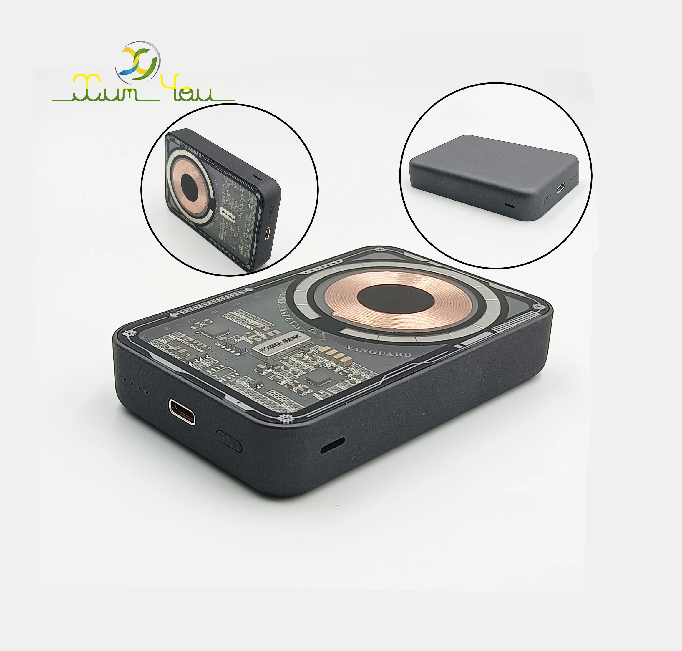 QI 15w Magnetic Wireless Charger Digital Display Transparent Shell PD 22.5w 10000 Mah Power Bank