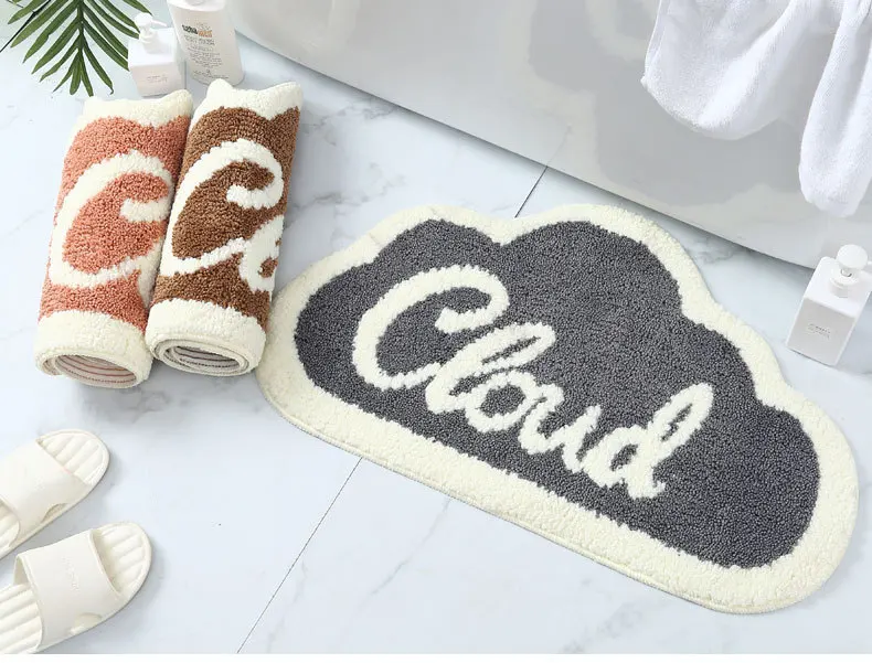 Simple Cloud Shape Microfiber Floor Mat Water Absorption Antiskid Foot Pad for Toilet Bedroom