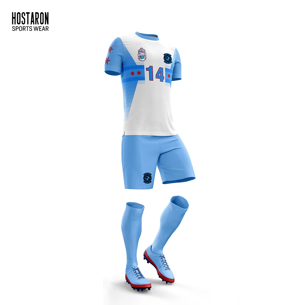 HOSTARON OEM Custom Sublimation Print Football Uniform Full Set Soccer Wear Tracksuit Jacket Training T Shirt Soccer Jersey Kit