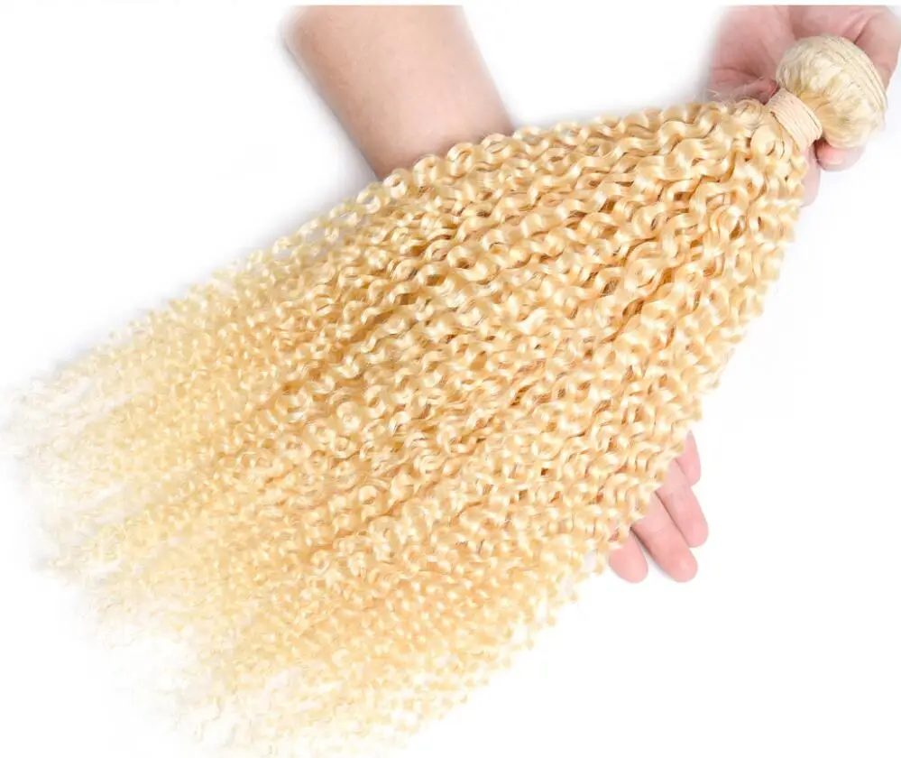 Wholesale raw bundles cuticle aligned honey blonde 30 inch 36 inch kinky curly bundles virgin human hair for ladies