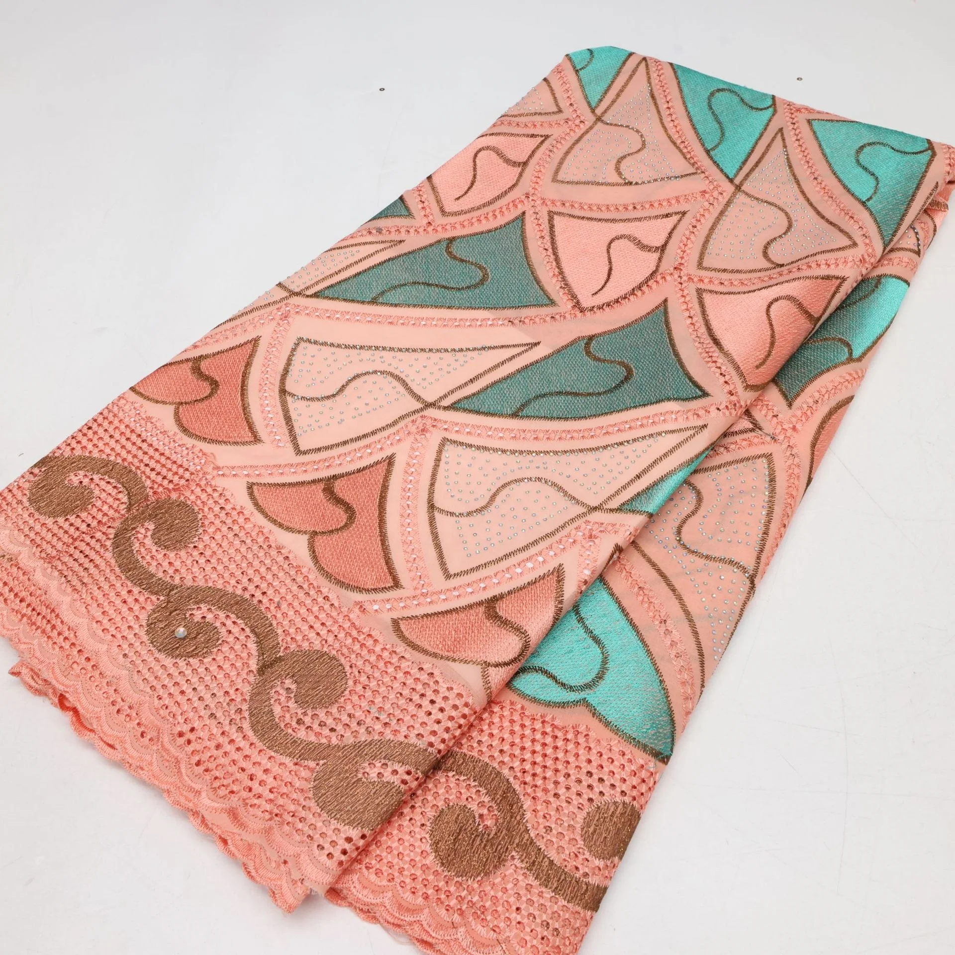 wholesale 10 colors polished cotton lace fabric French Swiss lace fabric embroidery lace fabric with rhinestone for women