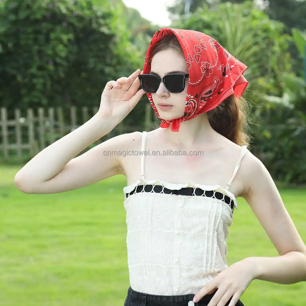 Multifunctional bandana colorful custom square fabric printed headwear classic custom bandana with logo bandana custom design