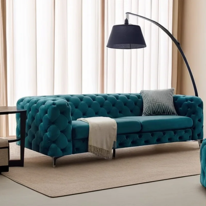 Modern Velvet Green Chesterfield Sofa Luxury Fabric Couch Modular Sofa Sectional