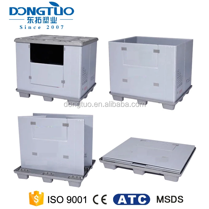 Industry plastic pallet collapsible box portable foldable pallet box heavy duty 750kg box pallet