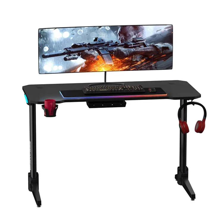 Stable height adjustable with wooden desktop led lamp multiuse computer desk