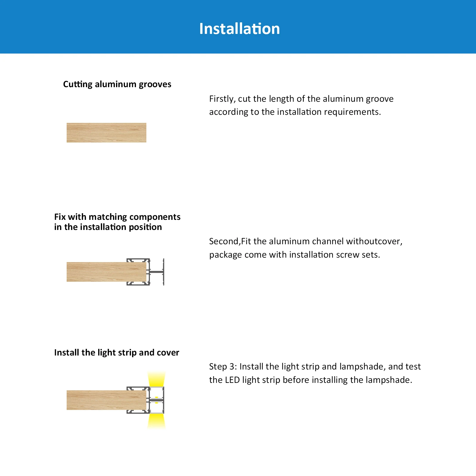 Extruded Aluminum Profile 134 Black Alloy Alu Milky PC Cover For Cabinet Aluminum Led Channel