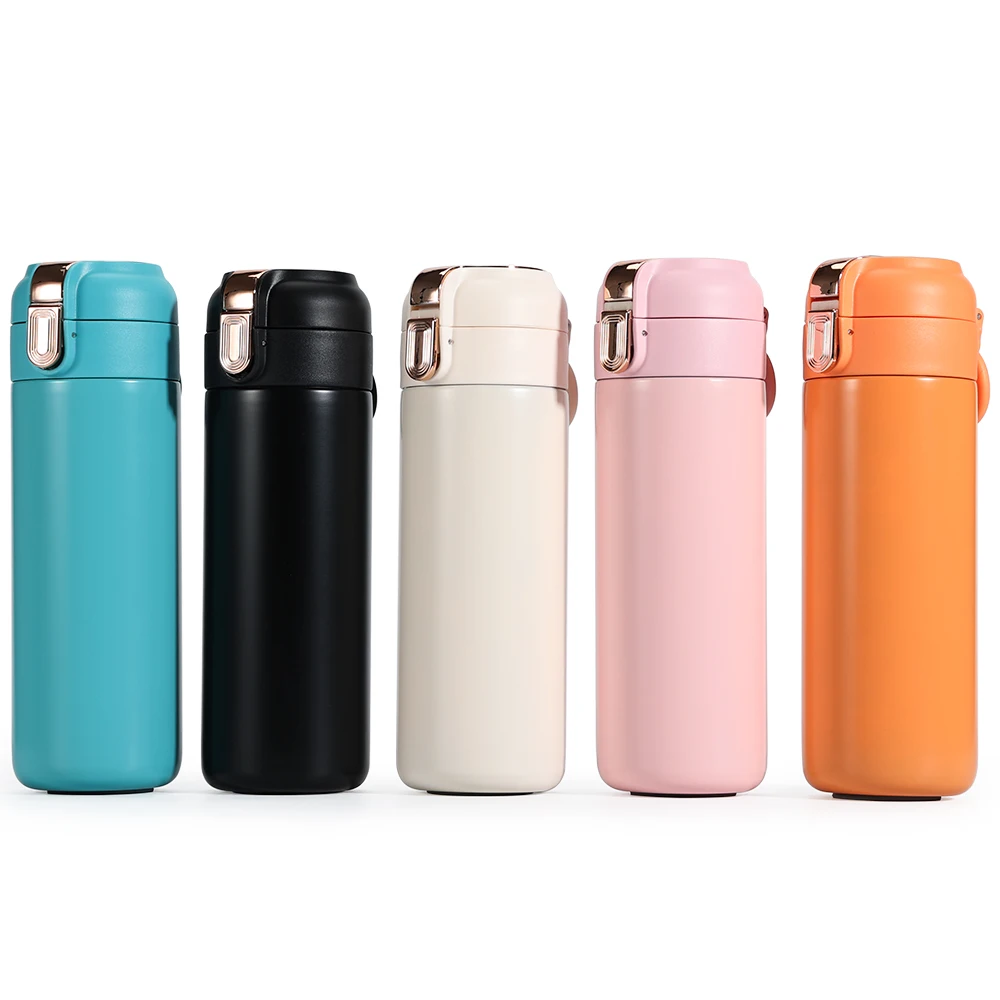 Hot Selling Custom Logo Double Wall Led Digital Thermos Cup With Ring Lift