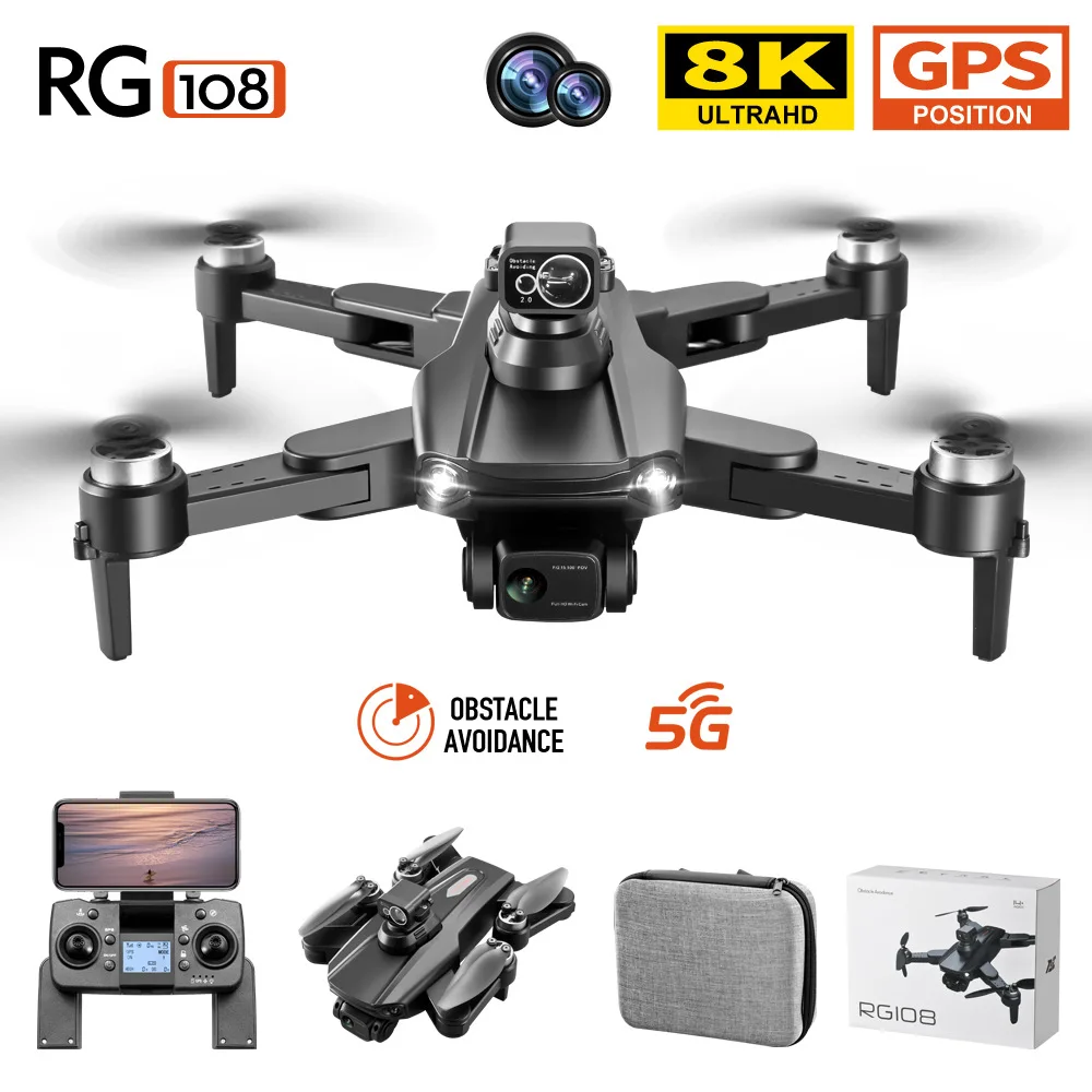 RG108 MAX Drone 8K Dual HD Camera FPV Aerial Photography 5G GPS Brushless Motor Foldable RC Professional Quadcopter drones