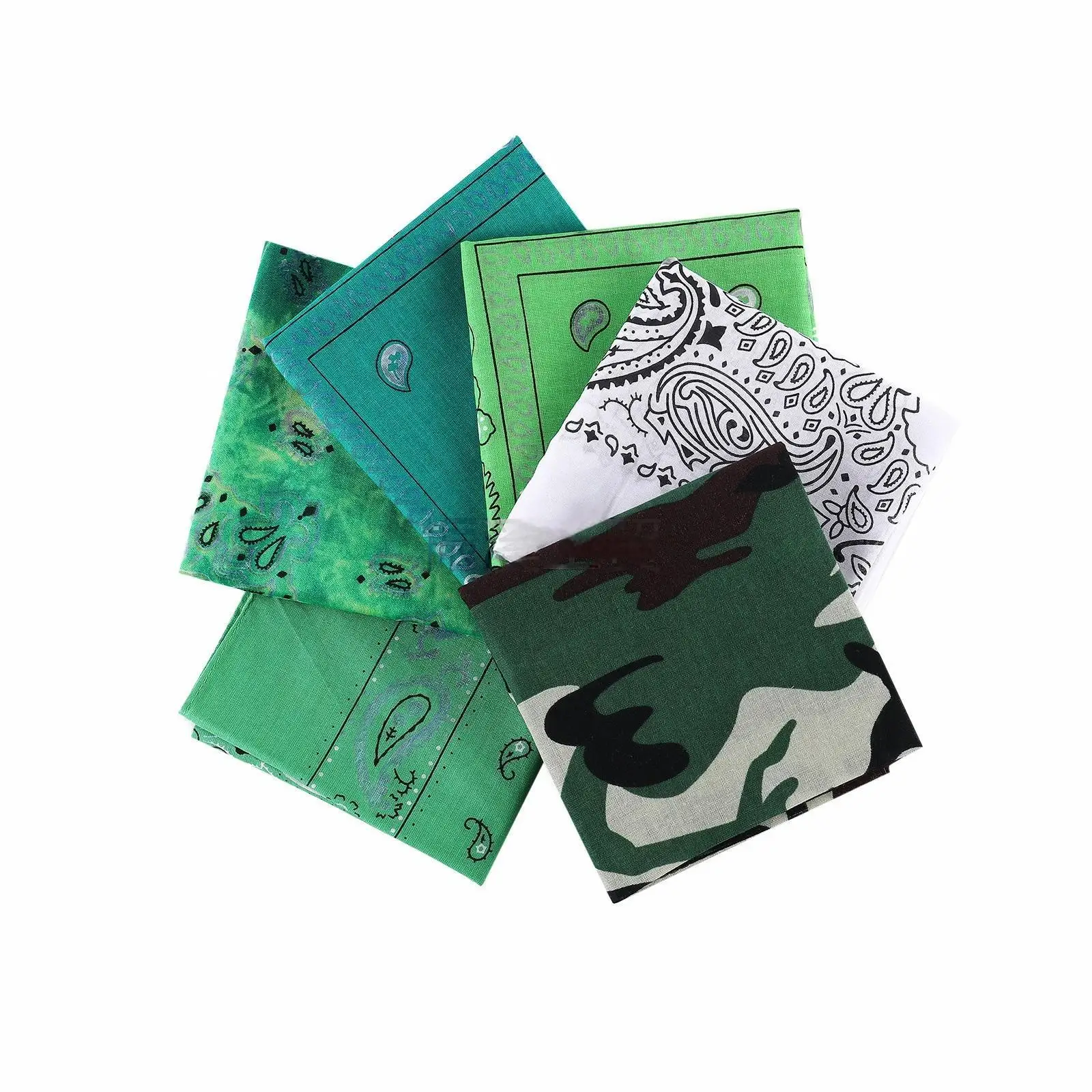 Wholesale custom Green  Bandanas Novelty Multipurpose cotton Bandana cotton Paisley Bandanas for Men Women